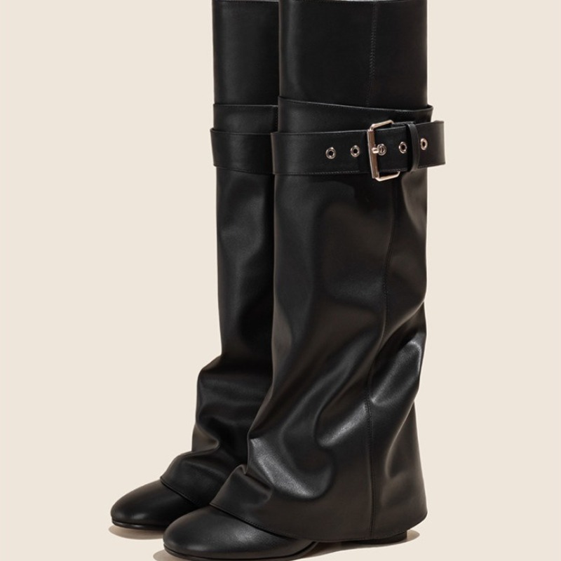 Women's Knee-high Boots Fashio - Leather Classic Strap ulasan dan harga