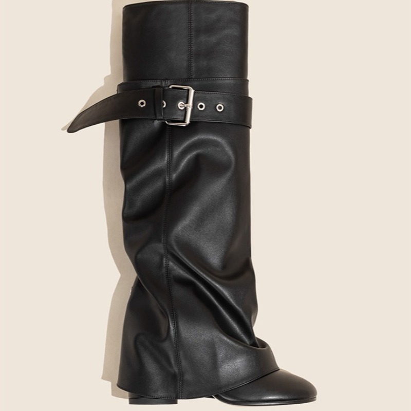 Women's Knee-high Boots Fashio - Leather Classic Strap ulasan dan harga