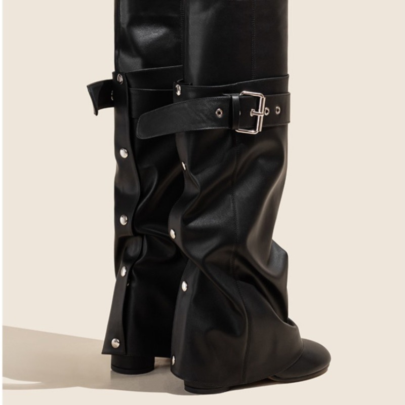 Women's Knee-high Boots Fashio - Leather Classic Strap ulasan dan harga
