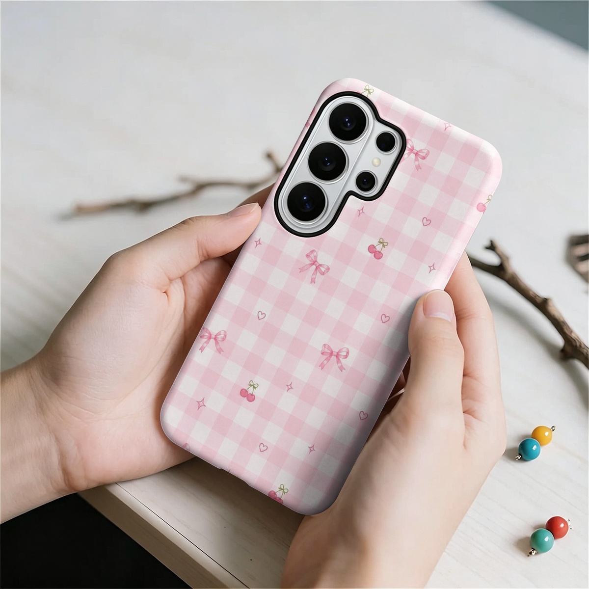 Pink Gingham Check Pattern 2-i - Samsung Galaxy S24 ulasan dan harga